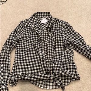 Black and white ginham button down